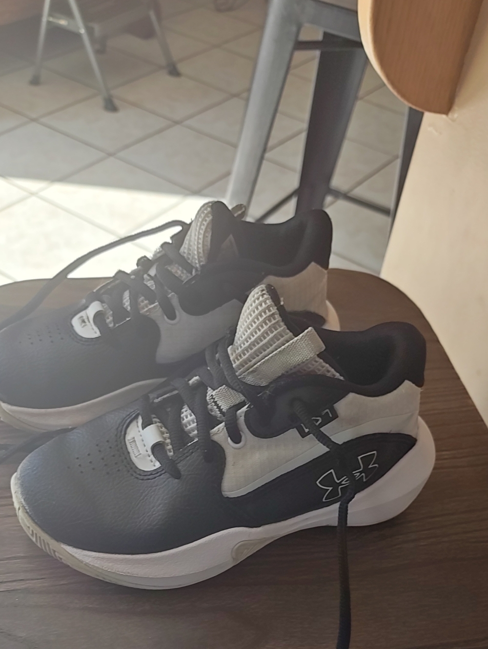 Under Armour Kids Black and White High-Top Basketball Sneakers
